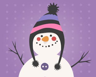 Smiling snowman in a funny hat