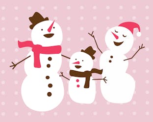 A happy family of snowmen